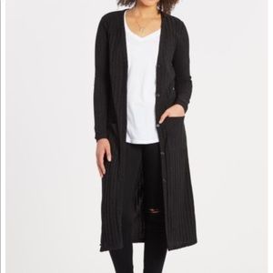 PPLA Black Ribbed Duster Cardigan
